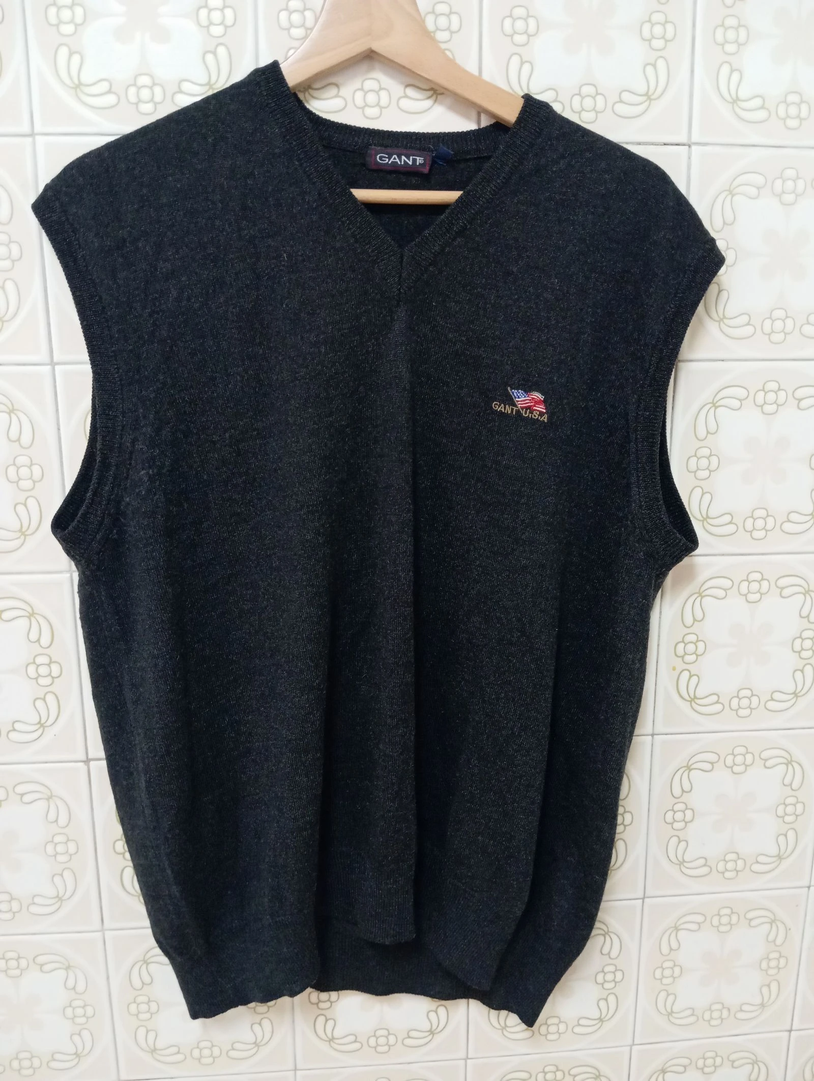 Chaleco de punto Gant gris oscuro vintage talla XL